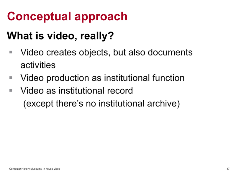 Slide 16: Conceptual approach: what is video, really?