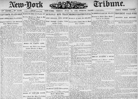 Thumbnail of front page of the New-York Tribune July 31, 1908